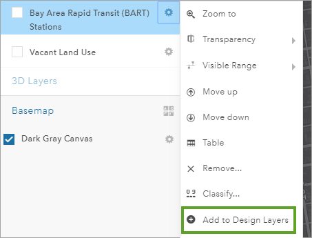 Add to Design Layers menu option